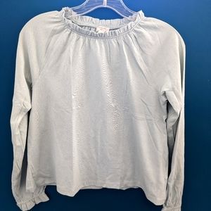 Girls pale mint green long sleeve ruffled shirt